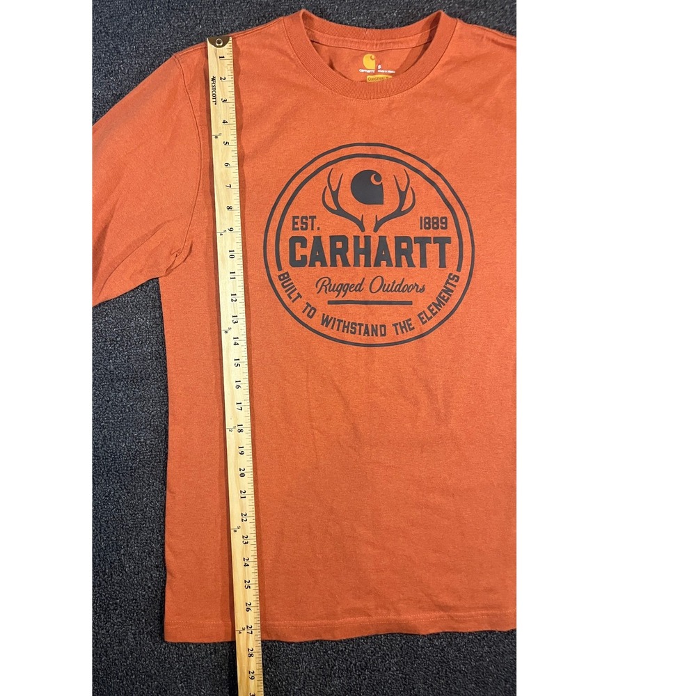 Carhartt Mens Small Burnt Orange Rugged Outdoors Graphic Long Sleeve T-Shirt S - Picture 6 of 12